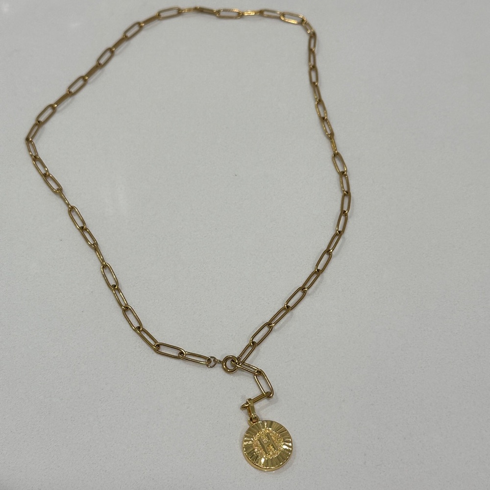 Bracha H Initial Medallion Necklace